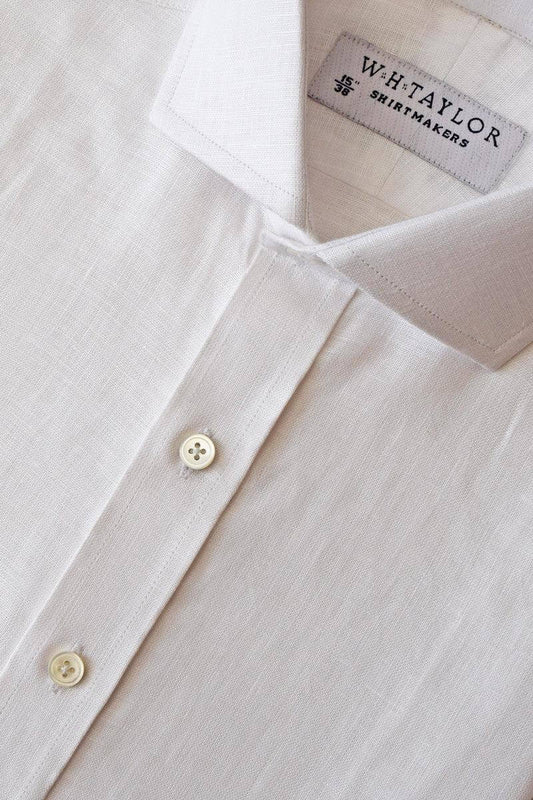 Plain White Linen Men's Bespoke Shirt - whtshirtmakers.com